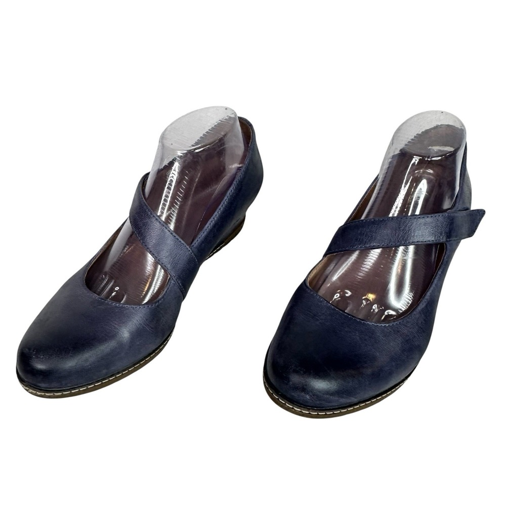 Dansko Lanie Mary Jane Shoes EU 41 Blue Burnished Leather Comfort Flats 10.5